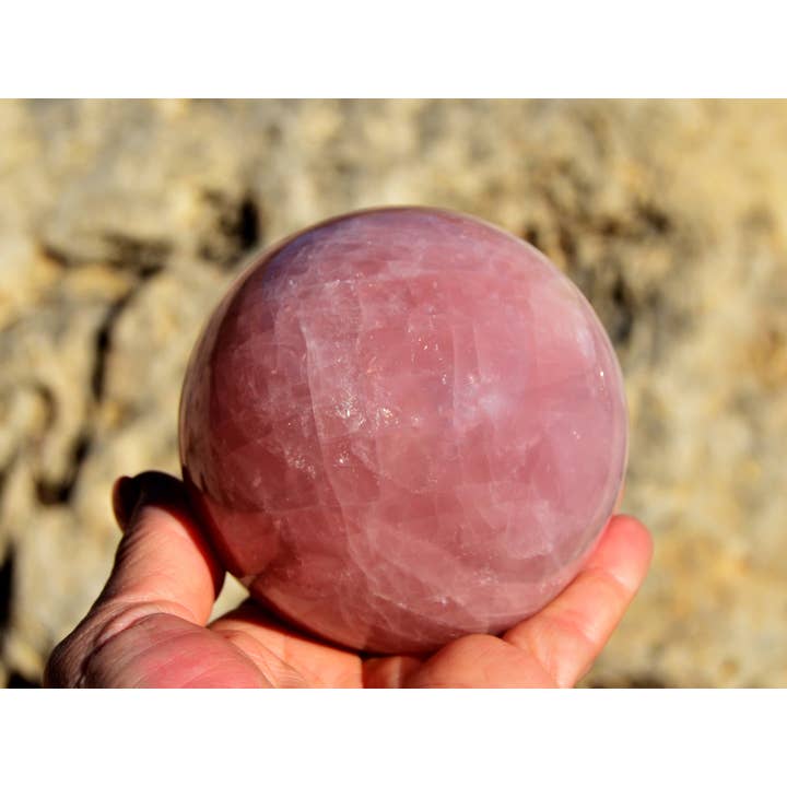 Kaia & Crystals - Wholesale Spiritual Stone/Crystal - XL Rose Quartz Sphere Crystal (70mm - 110mm)7
