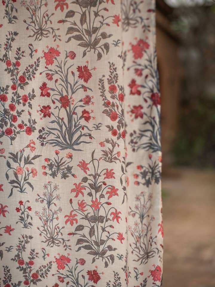 Garden Taupe Voile cotton 44x84 curtain panel for wholesale by Handprint