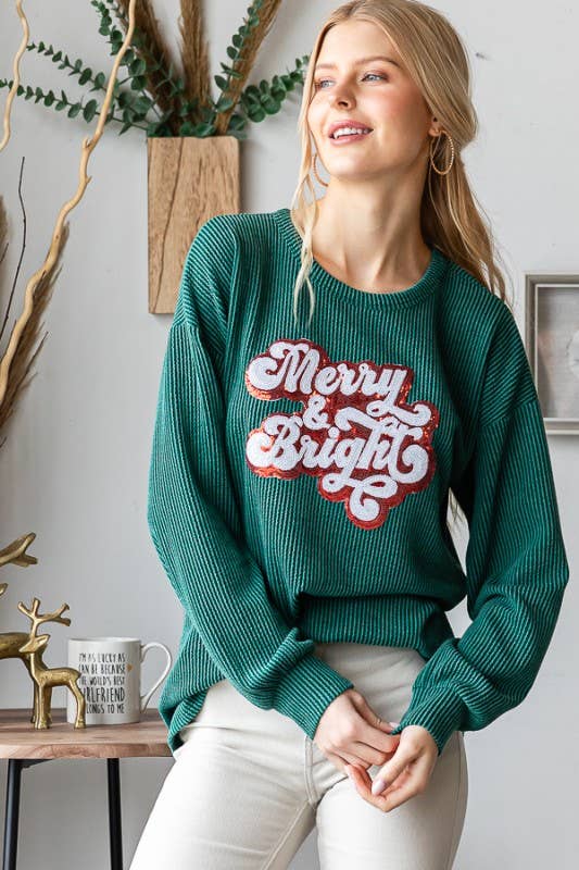 HEIMISH - Wholesale Tunic - Women's - ET7657-12 SOLID URBAN RIBBED SEQUINS CHRISTMAS TOP16