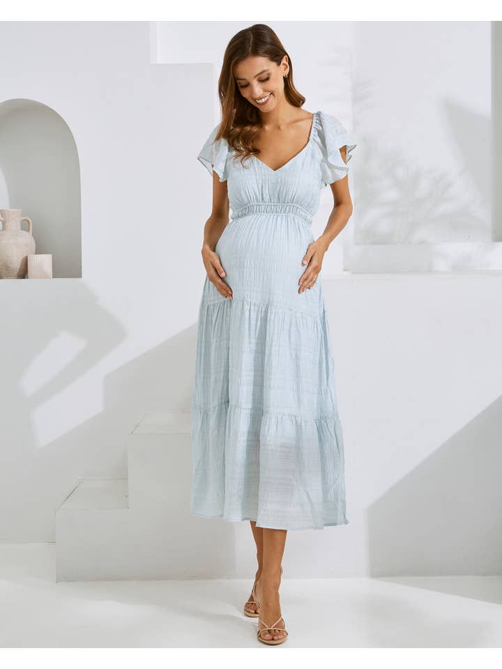 Angel Maternity - Wholesale Dress - Maternity - Lila Baby Shower Maternity Sundress in Ice Blue