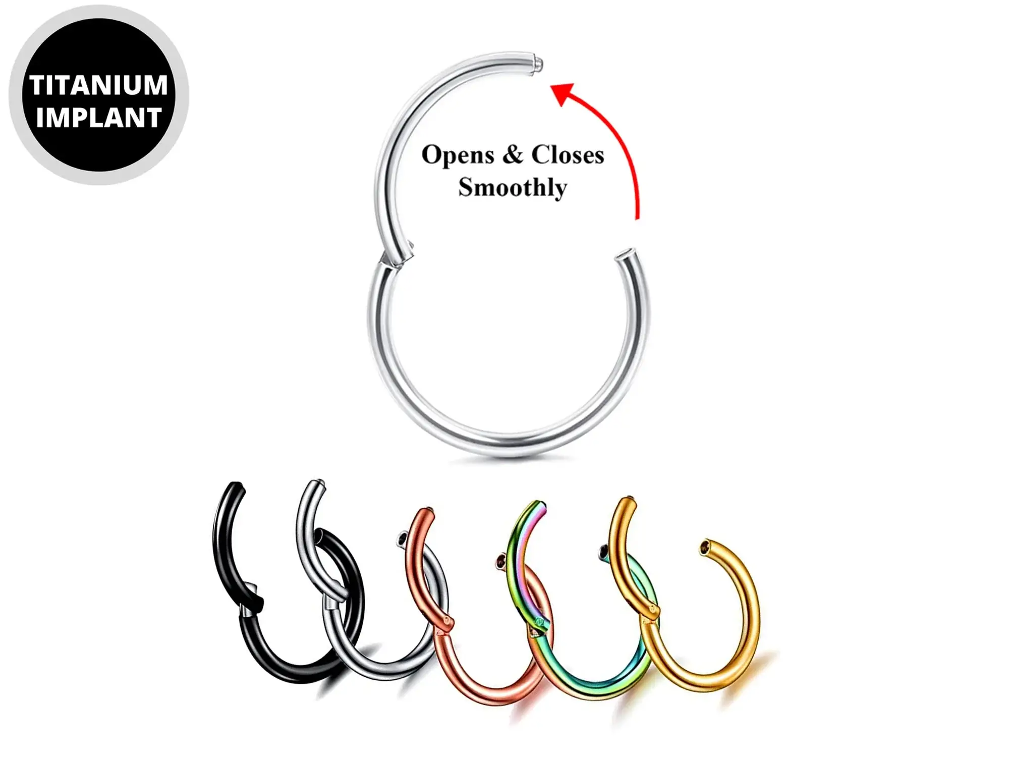 Bodytrend - Wholesale Nose Ring - TITANIUM  - SEGMENT HINGED RINGS , CLICKER RING7