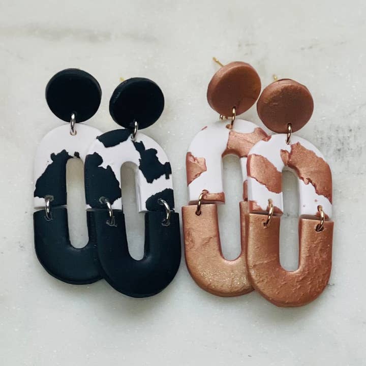 Cow Print Chloe - Polymer Clay Earrings for wholesale by Simply C's