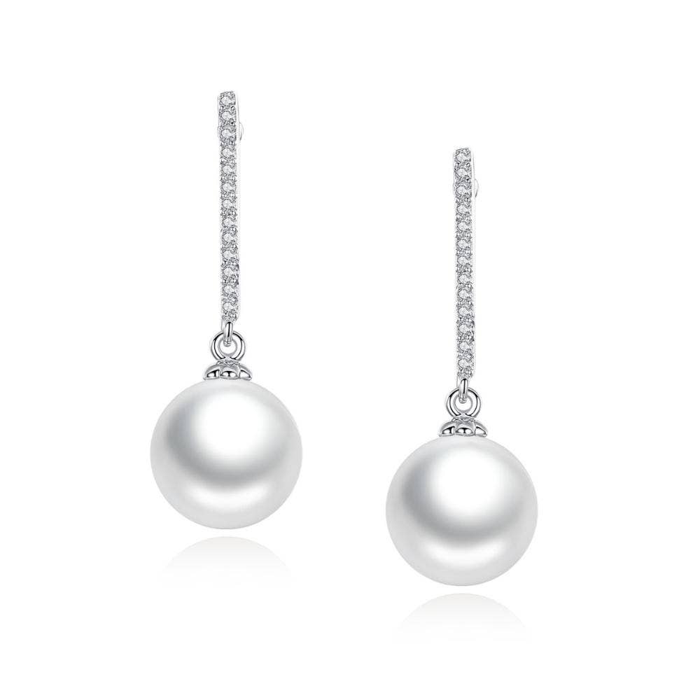 JohnnyB Jewelry - Wholesale Dangle Earrings - AURELIA - Elegant Drop Pearl Earrings In Silver0