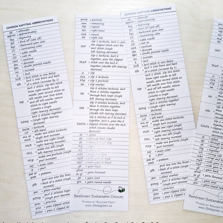 BeeGreen & CraftsPlannersPlus – wholesale Bokmärke – Virkmärkesbok med stickningsförkortningar - perfekt liten gåva1
