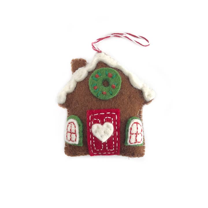 Ornaments 4 Orphans - Wholesale Ornament - Gingerbread House, Brown, Felt Wool Christmas Ornament2
