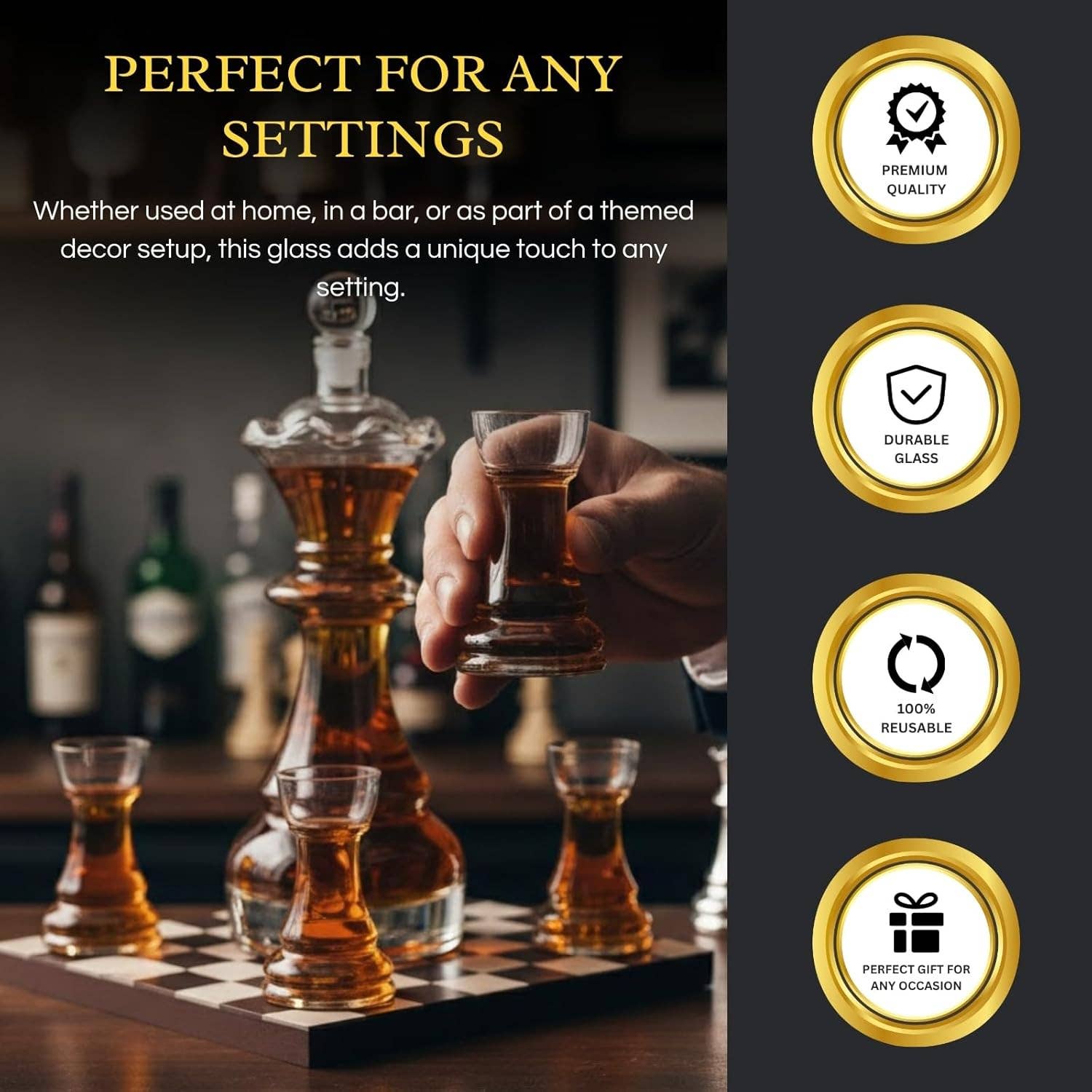 The Wine Savant /  Khen Glassware - Venta al por mayor Decantador - Nuevo juego de decantadores de ajedrez de The Wine Savant4