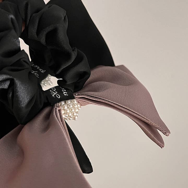 ACCITY - Wholesale Scrunchie - Women's - FRENCH PEARL BOW SCRUNCHIE HAIR TIE FOR WOMEN_CWAHA0630