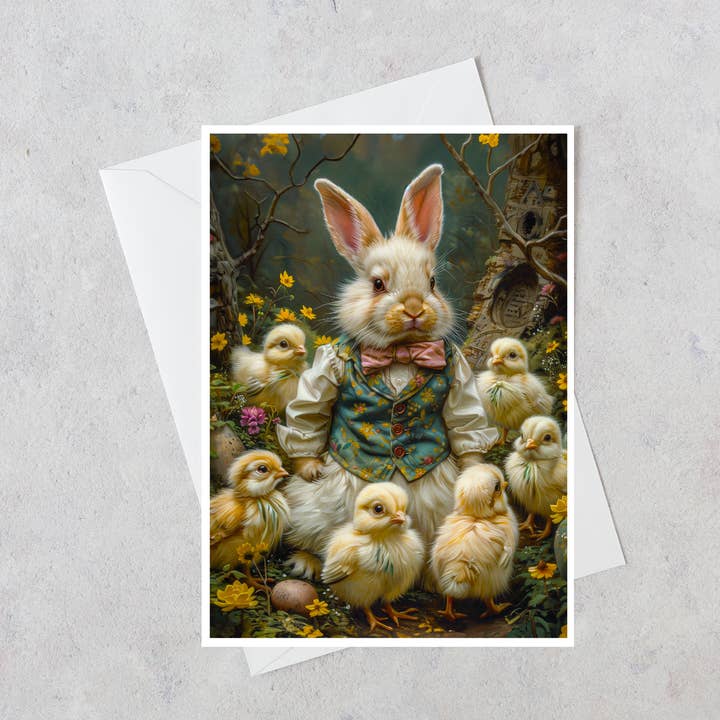 Bow Ties & Baby Chicks Blank Greeting Card 93AS for wholesale by Salty Alyce