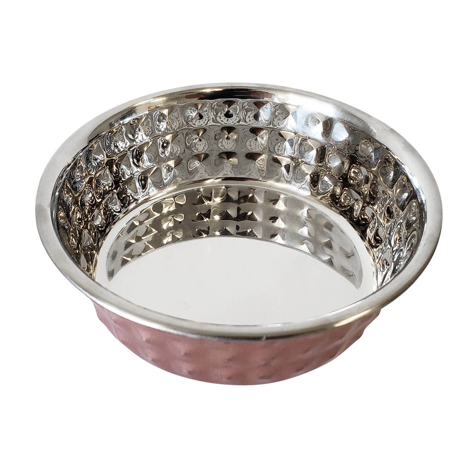 Jojo Modern Pets - Wholesale Pet Bowl - Cat/Dog - Stainless Steel Diamond Textured Dog Bowl - Rose Quartz0