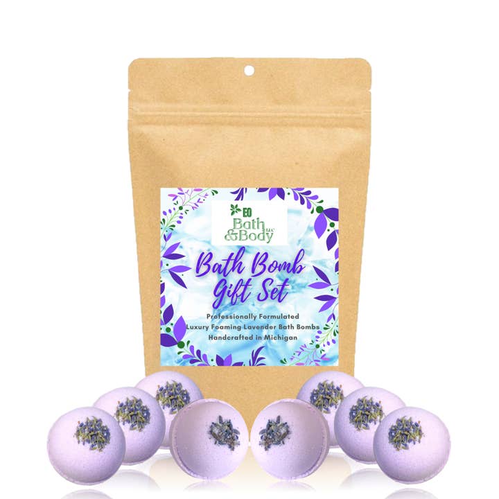 French Lavender 1.8 oz or 2.25 oz Foaming Bath Bomb Set for wholesale by Earth’s Own Bath & Body LLC