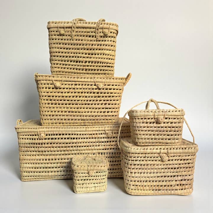 Melecraft - Wholesale Basket - Storage Basket Palm Leaf, Wicker Storage Trunk