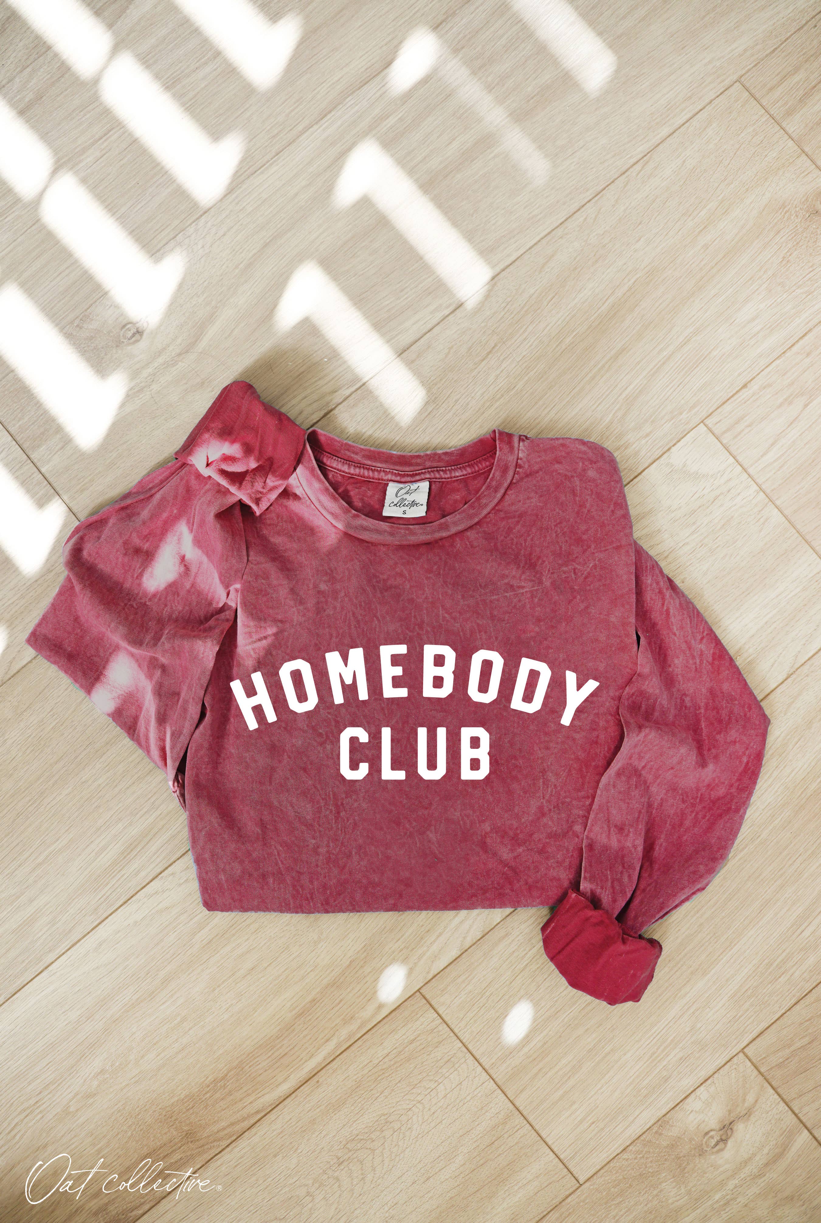 OAT COLLECTIVE - Wholesale Screen Printed T-Shirt - Women's - HOMEBODY CLUB Mineral Washed Long Sleeve Graphic 8