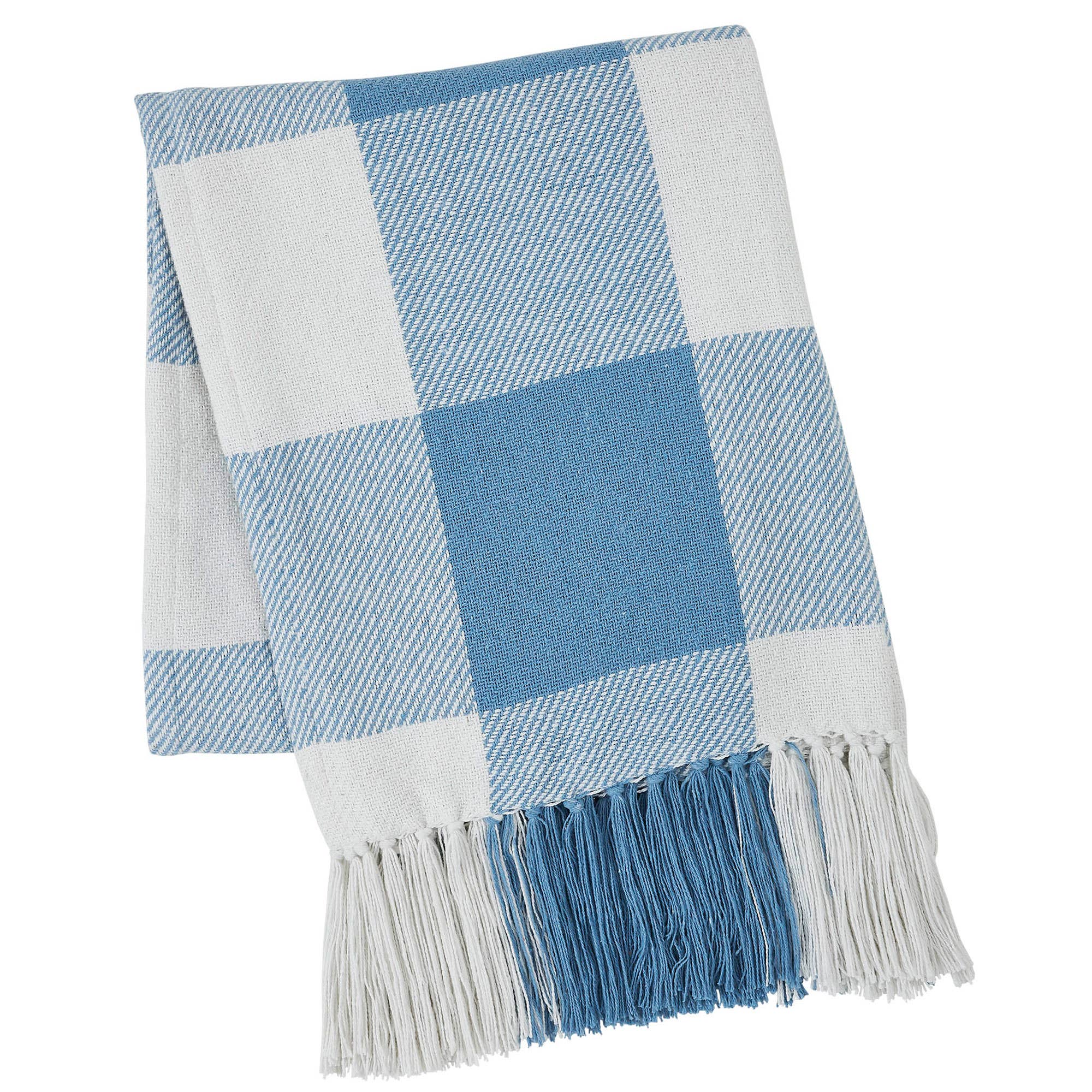 VHC Brands - Vente Plaids - Plaid tissé bleu à carreaux Annie Buffalo 50x602