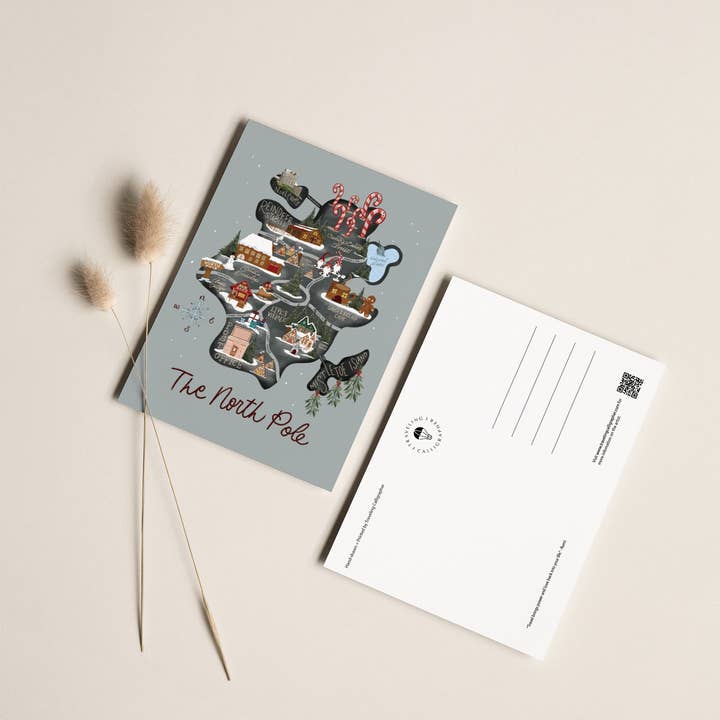 Cartolina natalizia 4x6 al Polo Nord per la vendita all'ingrosso da parte di Traveling Calligrapher
