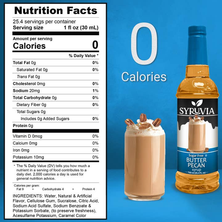 Syruvia - Wholesale Flavored Syrup - Sugar-Free Butter Pecan Syrup