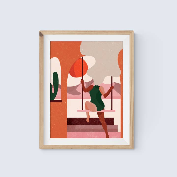 Hanging In Art Print for wholesale by Sir Sheep