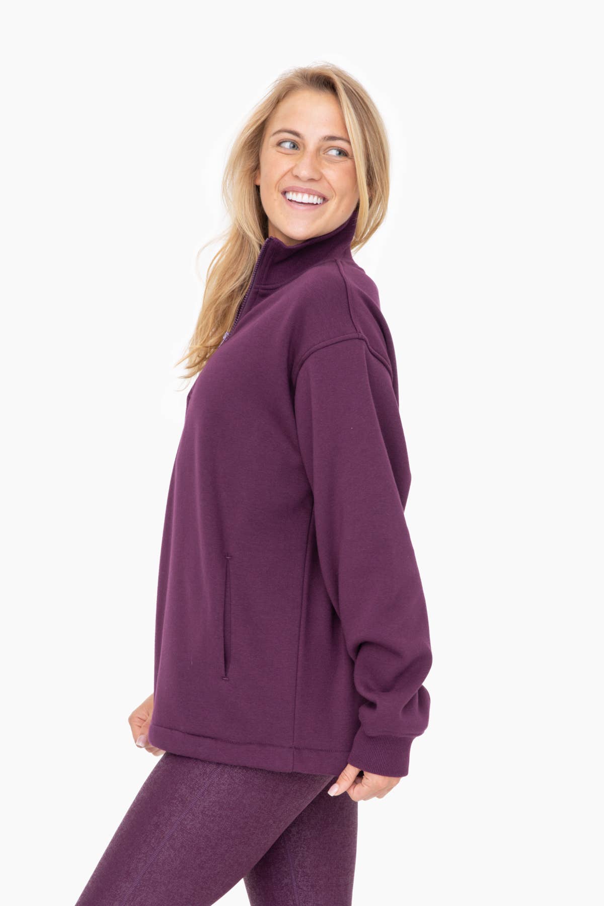 Mono B - Wholesale Sweatshirt - Women's - Half-Zip Drawstring Women's Sweatshirt Pullover2