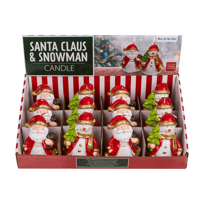 Out of the blue KG – wholesale Novelty candle – Candle, Santa Claus & Snowman assorted,2