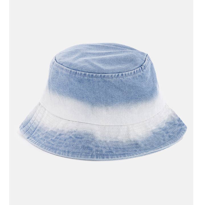 Collections by Fame Accessories - Wholesale Bucket Hat - Women's - Two Tone Denim Bucket Hat0