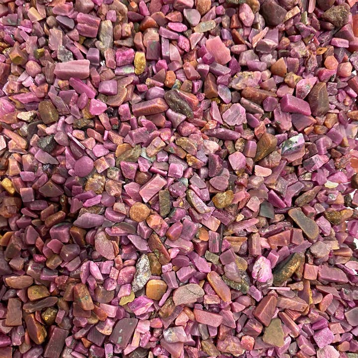 New Moon Beginnings - Wholesale Spiritual Stone/Crystal - Bulk Ruby Semi-Polished Chips (1 lb. Bag), Natural Ruby Gemstone Chips