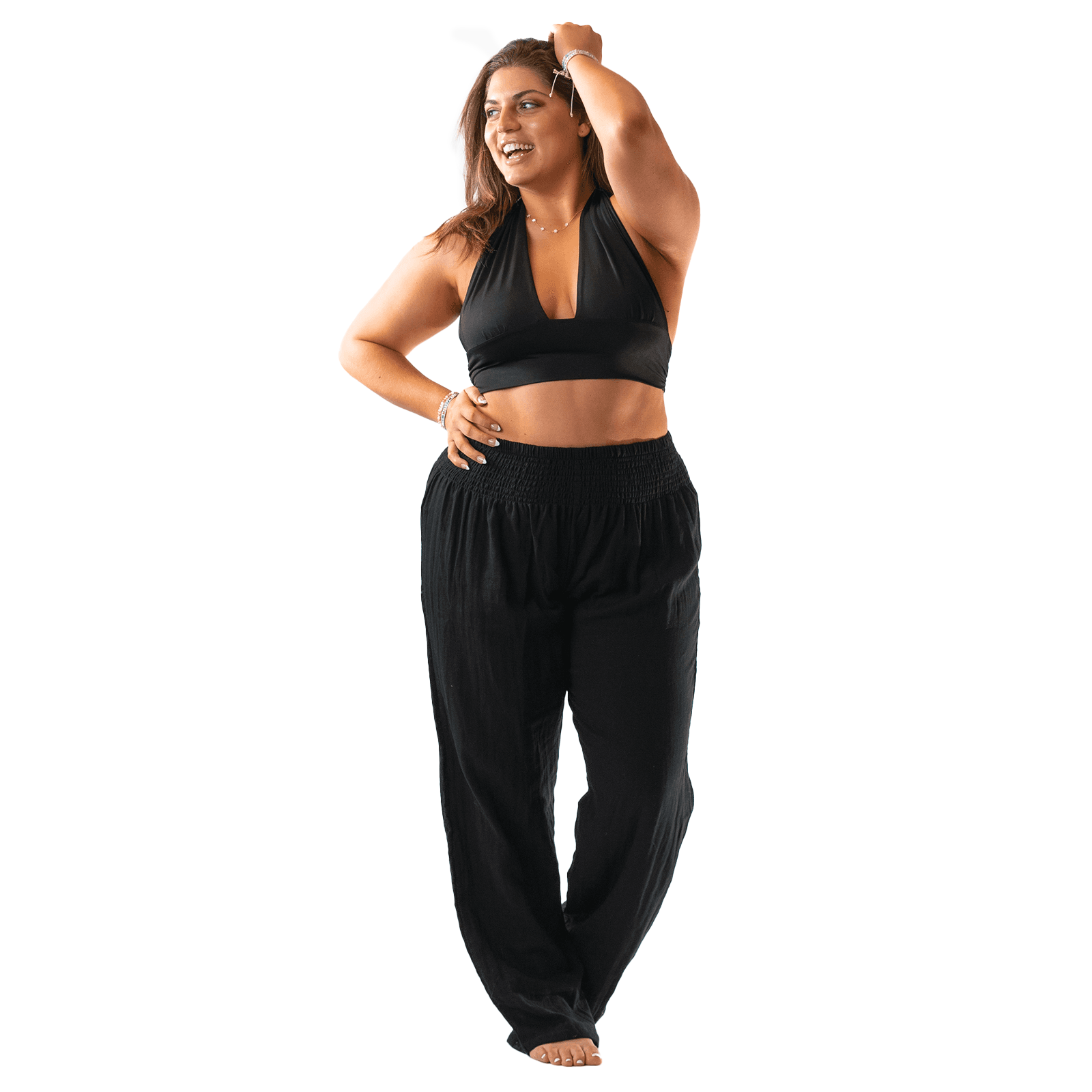 Lotus and Luna - Wholesale Pants - Women's - Black Wide Leg Cotton Pants7