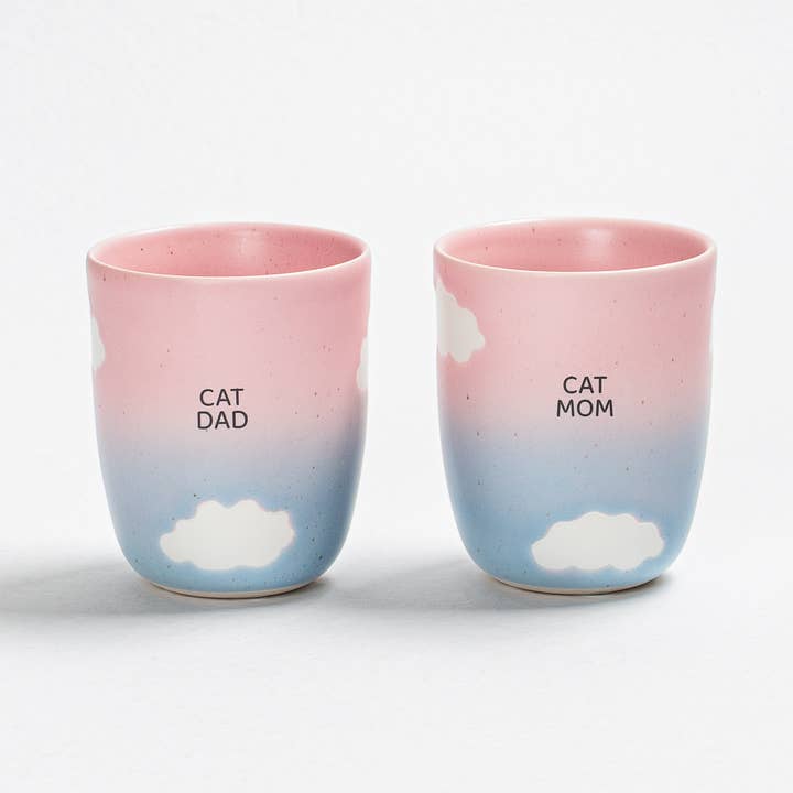 Egg Back Home - Wholesale Coffee/Tea Cup - Cloud Sunset Medium Cup 220ml Cat Mom & Dad 2 Pieces Set