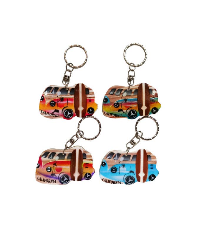 DK Hawaii - Wholesale Keychain - Women's - " California " Beach Bus Surfboard Keychain
