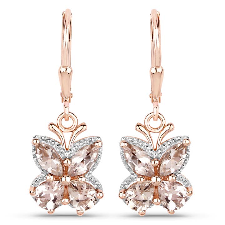 Pendientes de 1,88 ctw de morganita en plata de ley .925 para venta al por mayor de Quintessence Jewelry