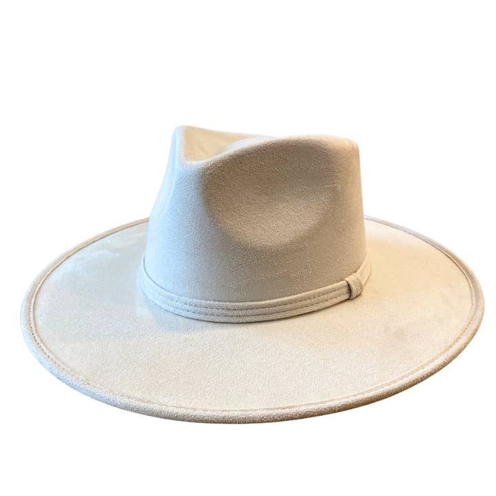 Wilder and Soul - Wholesale Fedora - Women's - Vegan Suede Teardrop Hat - Ivory