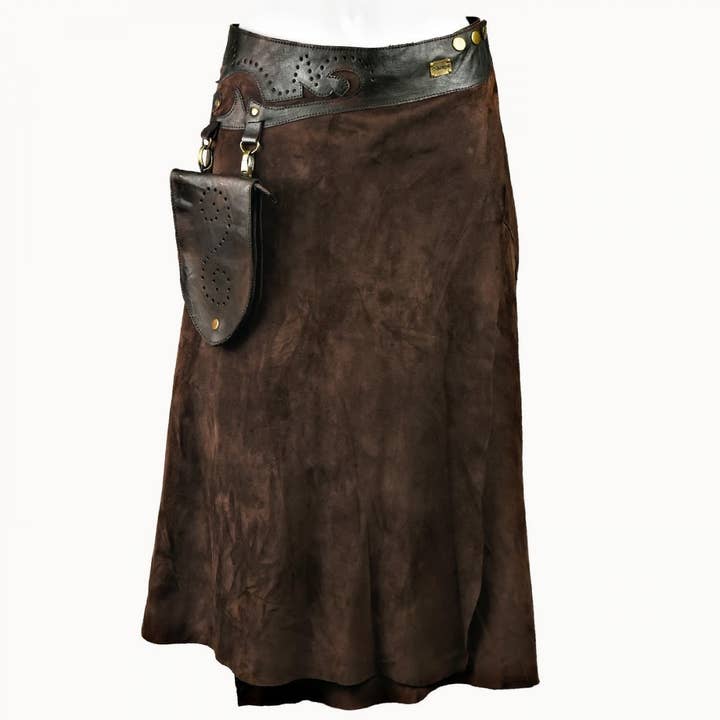 Midi rok 'Boho' plus met tasje voor wholesale door Doenya Leather Fashion