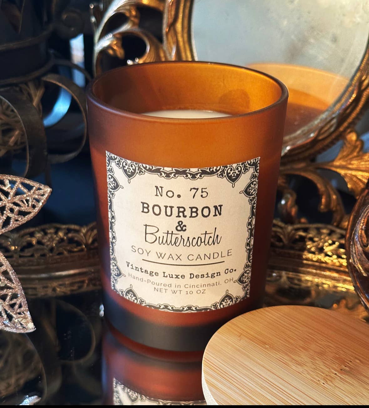 Vintage Luxe Design Co. - Wholesale Jar/Filled Candle - Bourbon Butterscotch 10 Oz. Soy Wax Candle * Vintage Luxury5