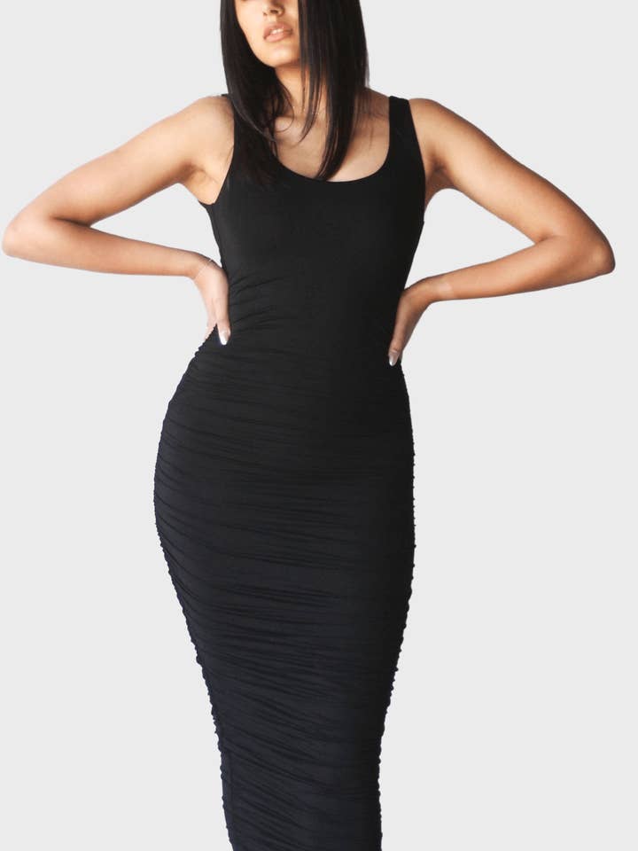 Ruched Tank Midi Dress for wholesale by EMMYDEVEAUX USA