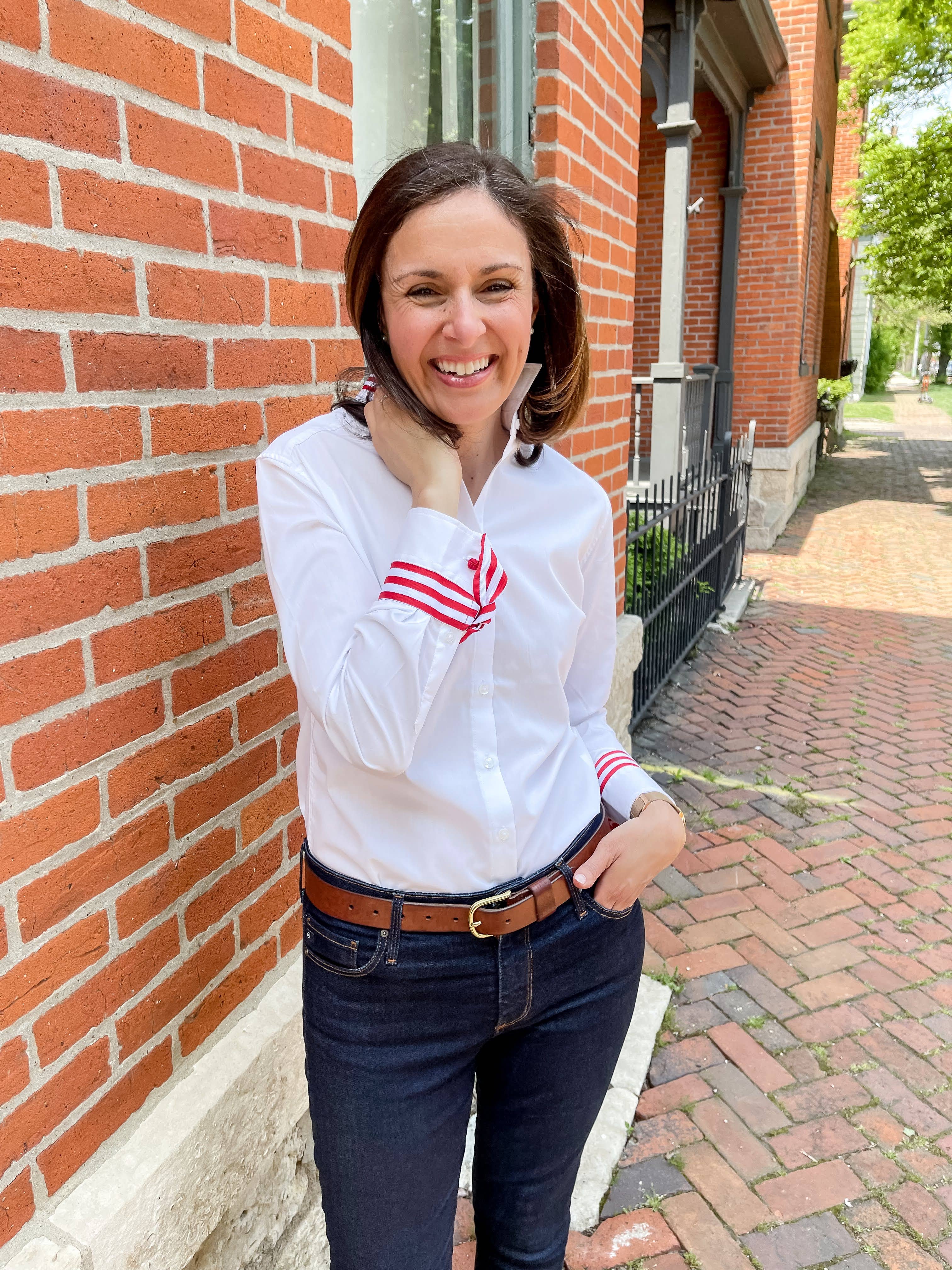 Audrey Ribbon FC - White w Red & White Stripe Ribbon for wholesale on Faire4