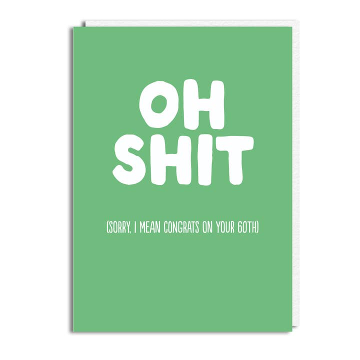 Tarjeta de cumpleaños divertida - "Oh mierda 60 (alt)" para venta al por mayor de The Buddy Fernandez Card Company