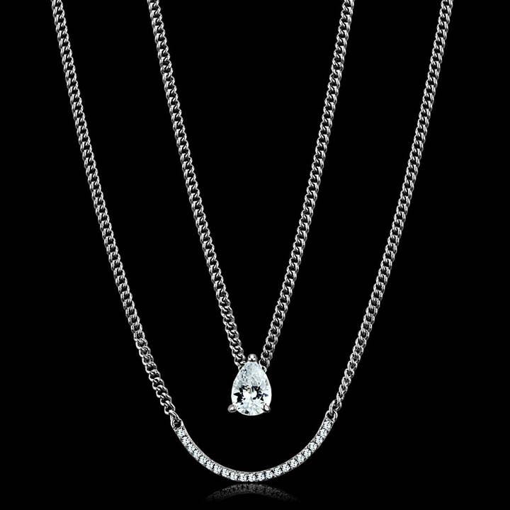 TS514 - Rhodium 925 Sterling Silber Halskette mit AAA-Klasse CZ in klar für den Großhandel von Alamode