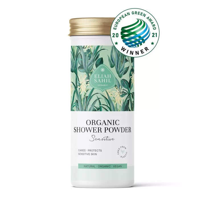 Poudre de douche bio Sensible 90g pour la vente par Eliah Sahil Organic Care USA