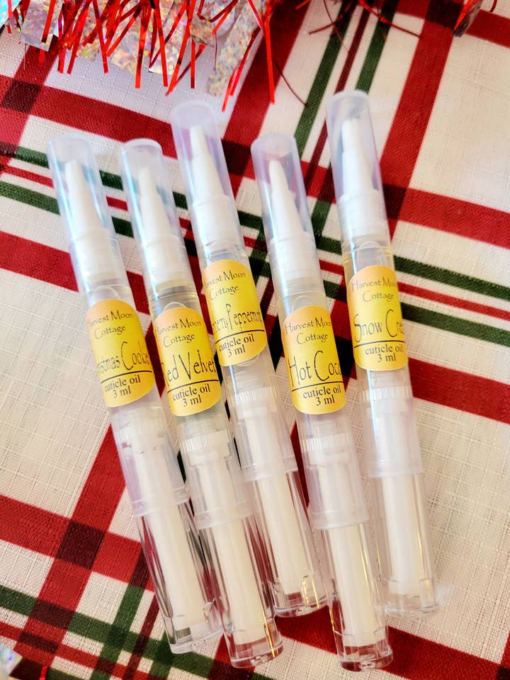 Christmas Cuticle Oil Pens 3ml for wholesale by Harvest Moon Cottage Bath and Body