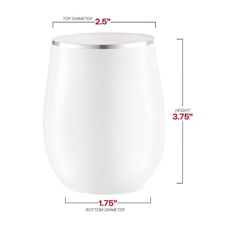 Smarty had a Party - Wholesale Wine Glass - 12 oz. White with Silver Elegant Wine Glasses - 64 pcs3