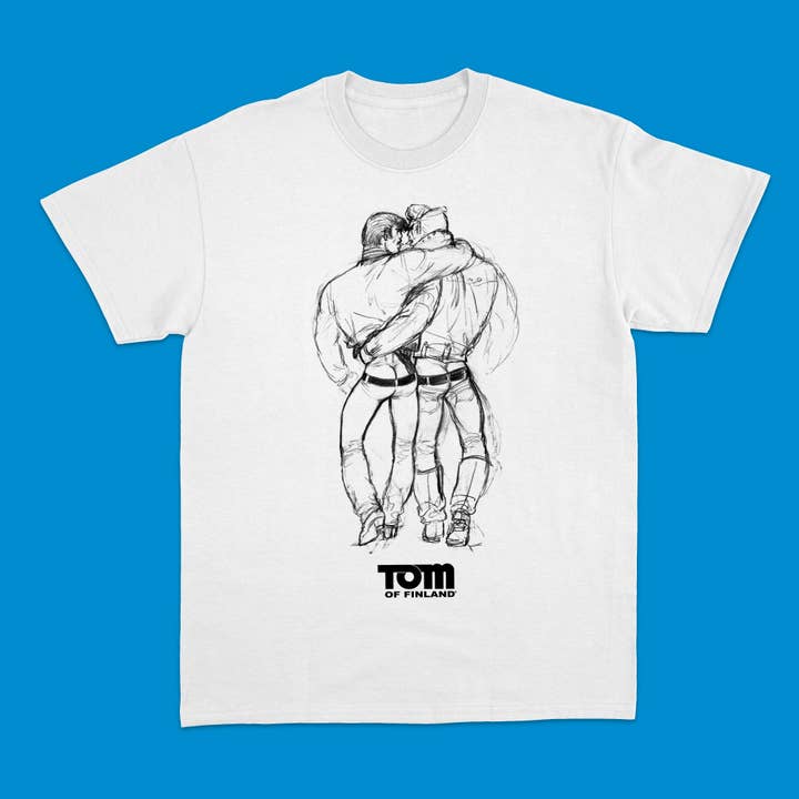 T-shirt "CRACKIN UP" de Tom of Finland (gay, queer, LGBTQ) pour la vente par Peachy Kings / Kweer Cards