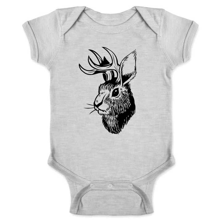 Jackalope Head Western grappig rompertje voor baby's voor wholesale door Pop Threads