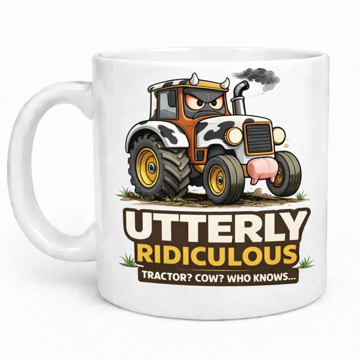 Cow Tractor 11oz Ceramic Coffee Mug - Funny Farm Humor Gift for wholesale by Brew Crew Gifts