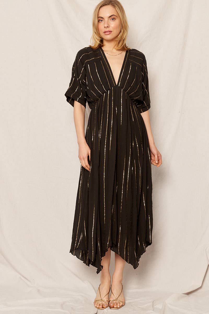 En Crème - Vente Robe – femme - Robe midi rayée à sequins23