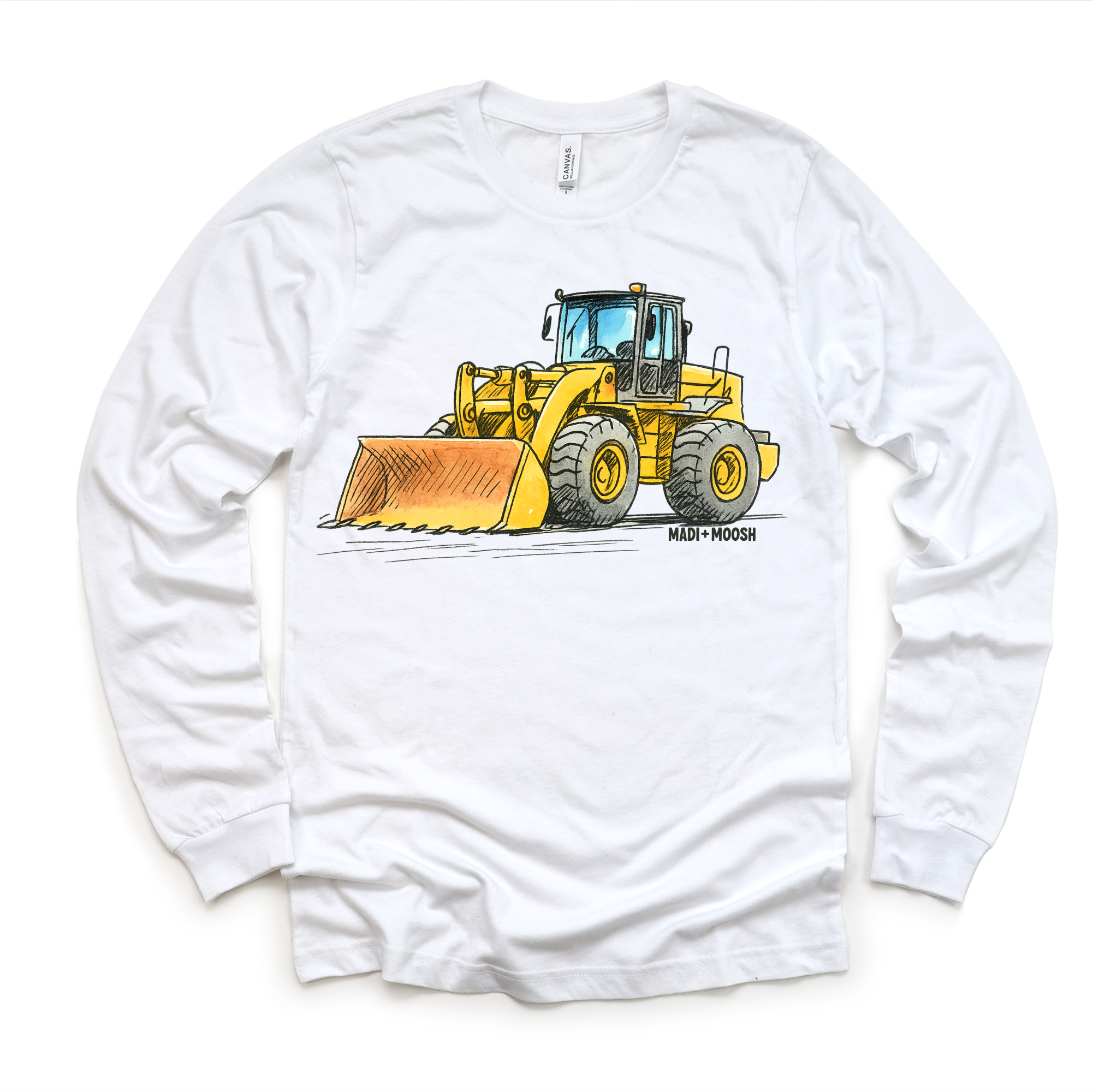 Madi Moosh – T-shirts estampadas – Criança por atacado – T-shirt de Construção Bulldozer - Camiseta de Arte Esboço5