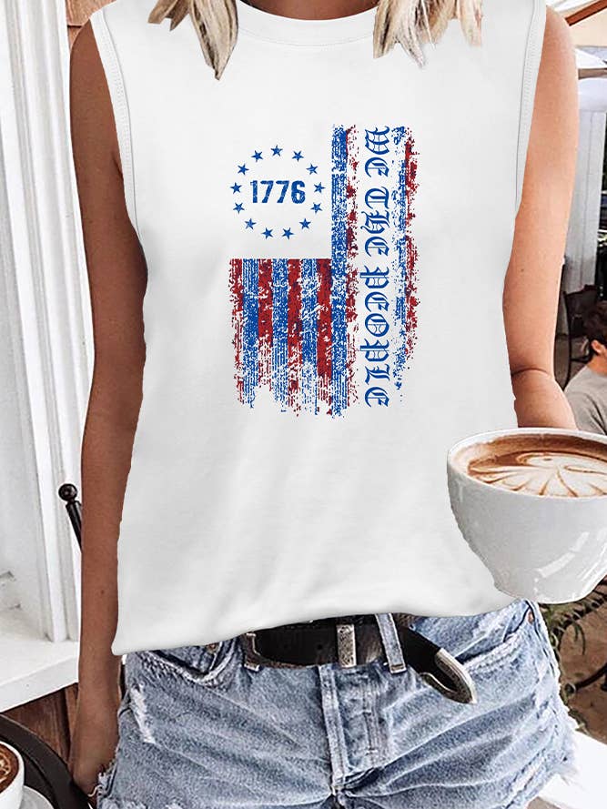 USA Flag We the People 1776 American Graphic Tank Top for wholesale by Comely Fashion