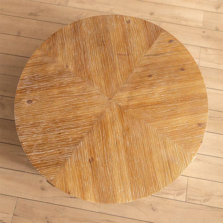 Wood Color Retro Splicing Circular Coffee Table for wholesale on Faire