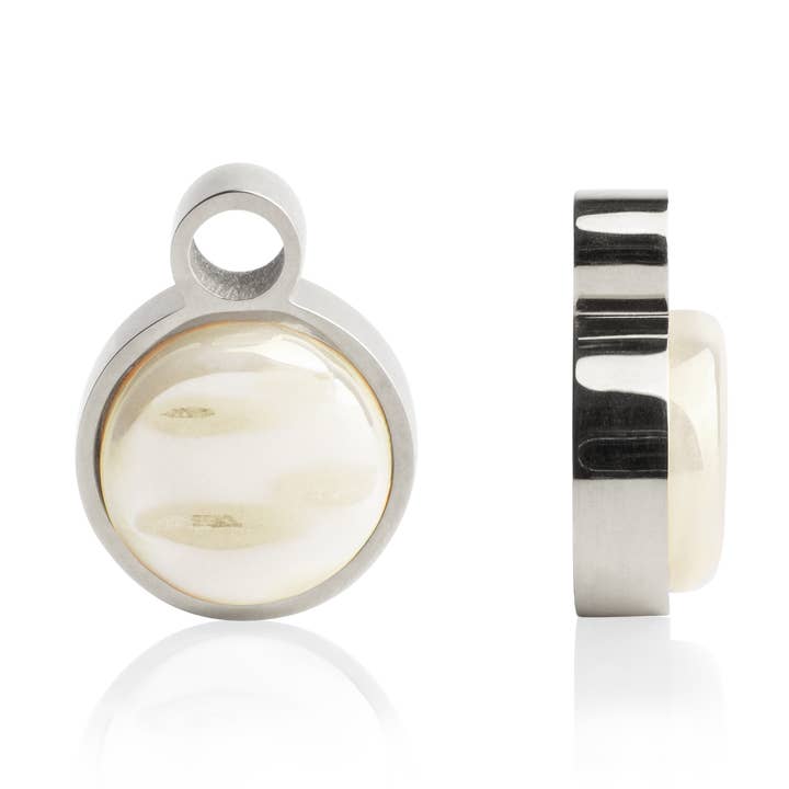 Orecchini a cerchio • argento/bianco perla per la vendita all'ingrosso da parte di ALEXASCHA