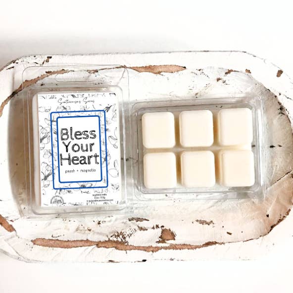 Cire de soja fondante Bless Your Heart (pêche et magnolia) pour la vente par Misplaced Muse Creative