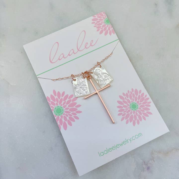 Skapulierhalskette aus Roségold Skapulierschmuck Religiöses Kreuz für den Großhandel von Laalee Jewelry