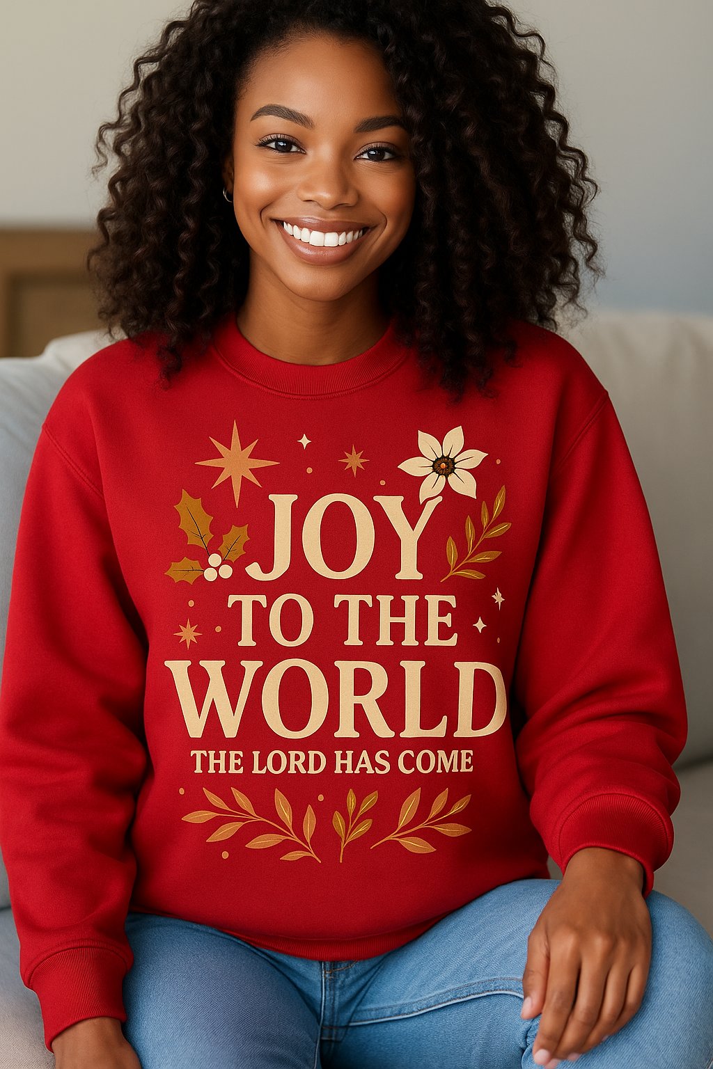 Love Ann Joy Apparel, LLC - Wholesale Graphic Sweatshirt - Women's - Christmas "Joy to the World" Christian Sweatshirt2