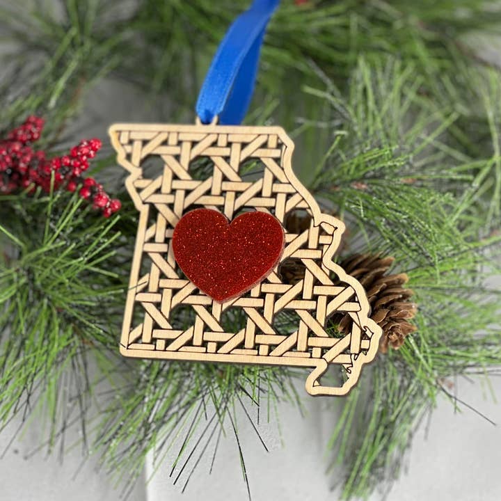 State Rattan Ornaments for wholesale by Sleepy Magnolia Designs